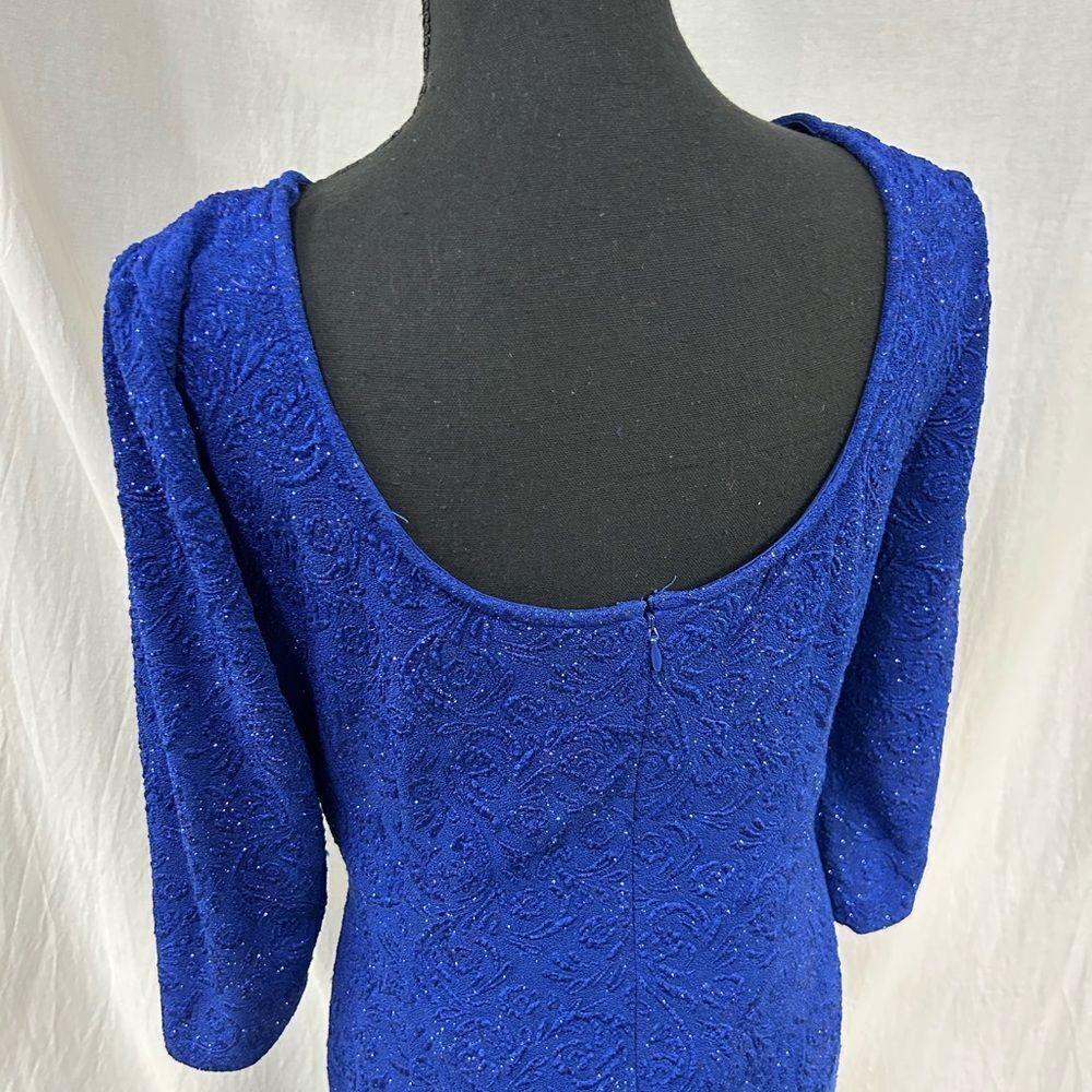 Alex Evenings Blue Ruched Long Sleeve Gown - Picture 5 of 7